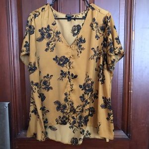 Mustard/Gold Silk Floral Top